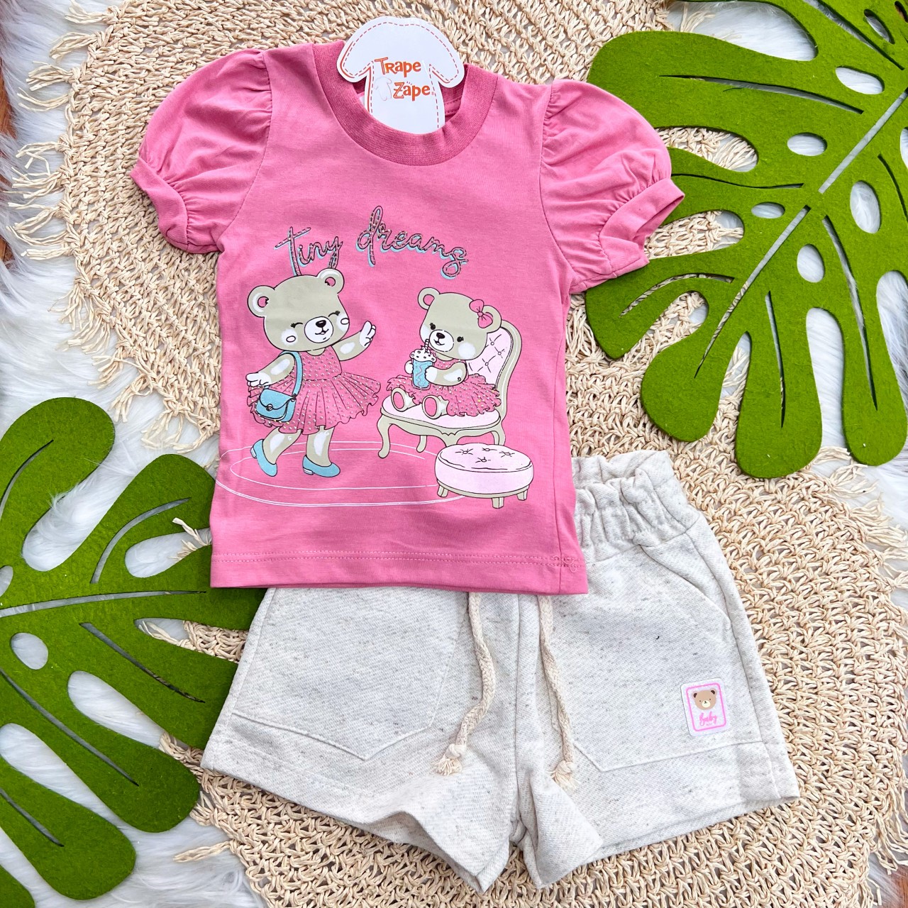  Conj. Blusa Tiny Dreams e Short em Linho  - Rose